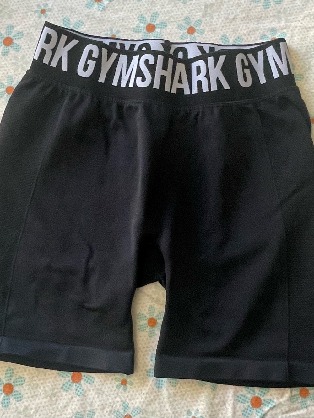 Gymshark Black Athletic Shorts with White Branded Waistband